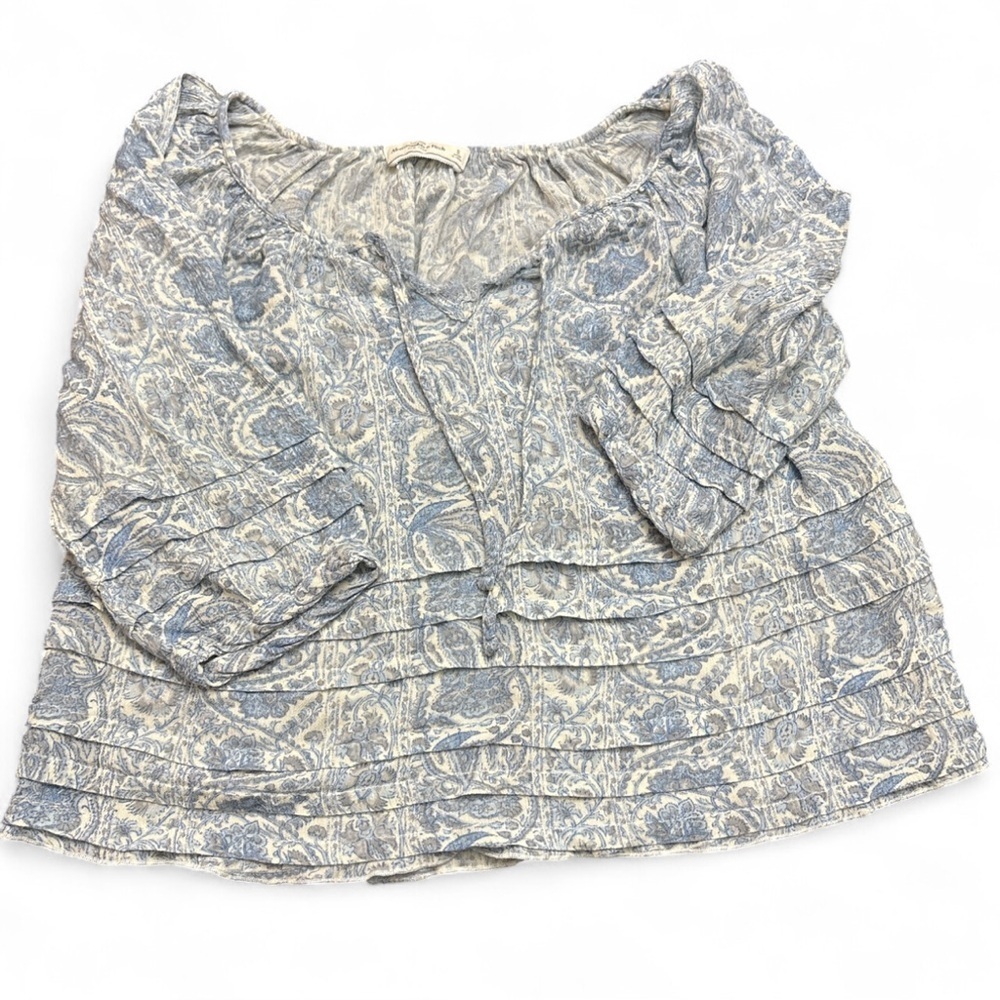 Abercrombie & Fitch Blue Paisley Blouse Women’s S Peasant Boho Cottagecore Top